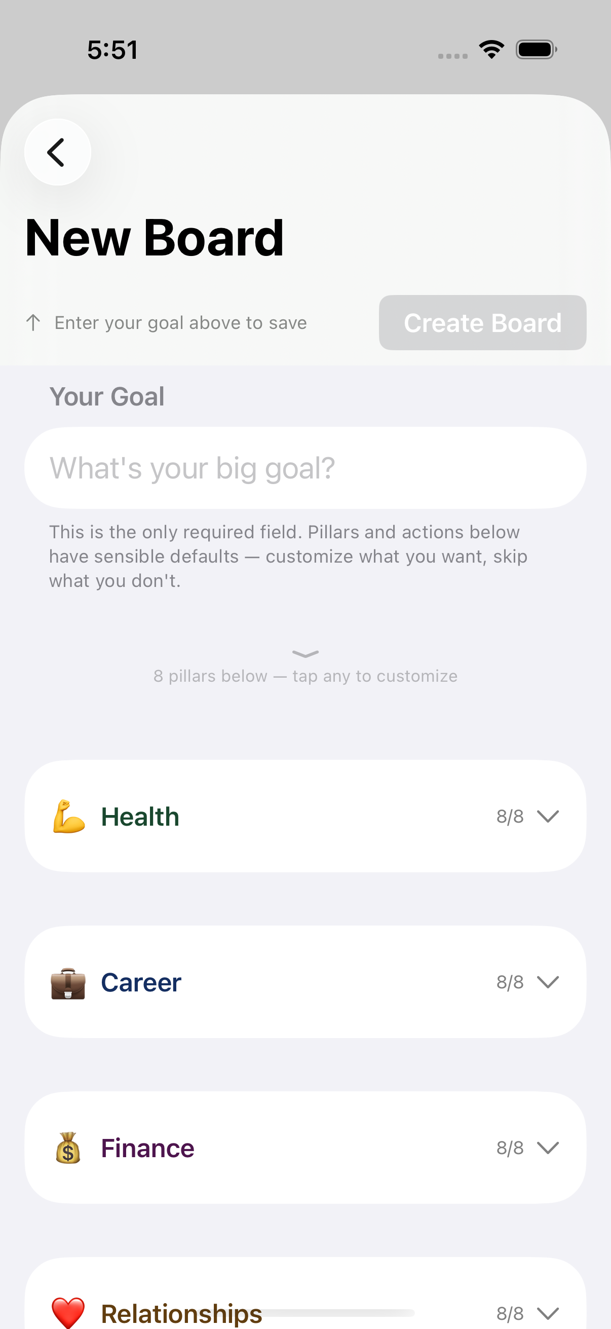 Board title (goal)