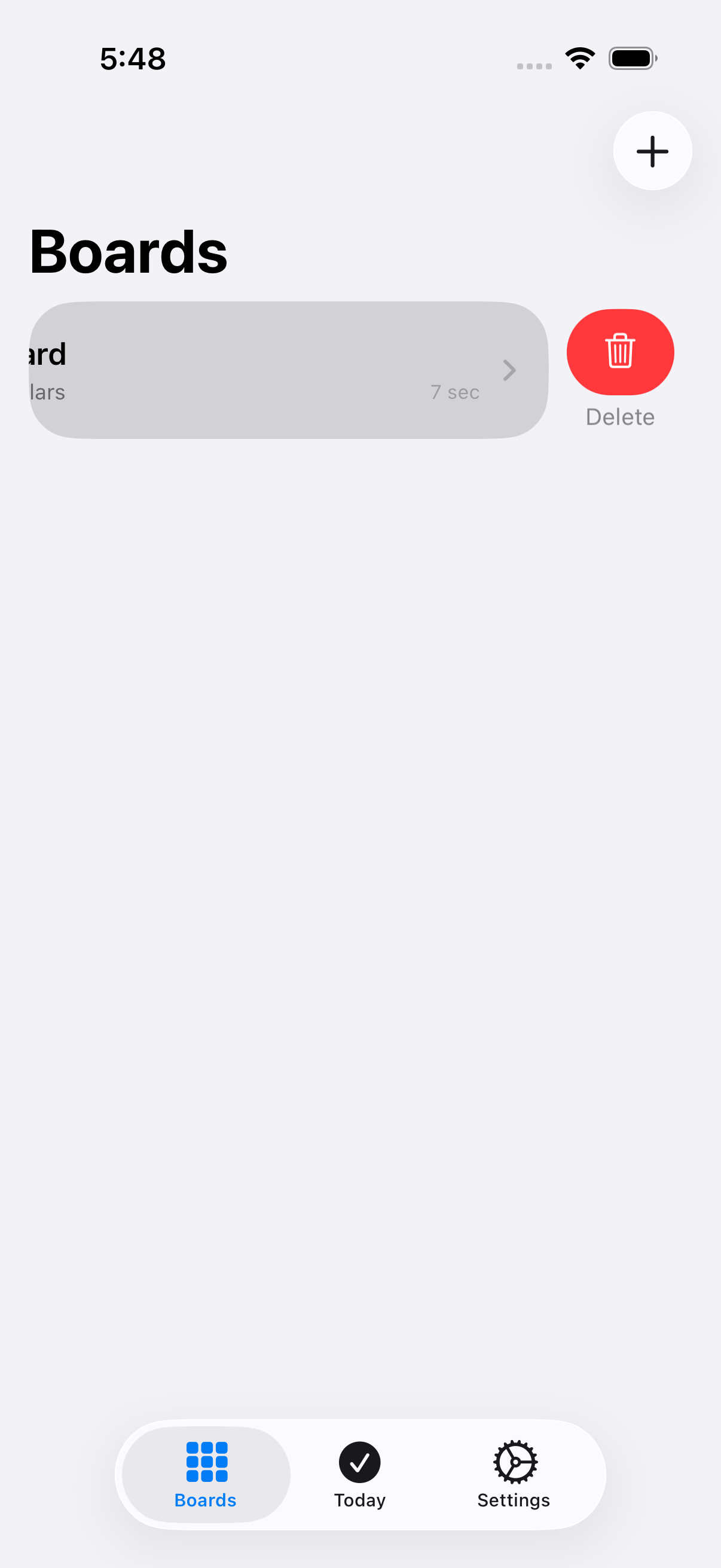 Delete (row swipe, system-provided)